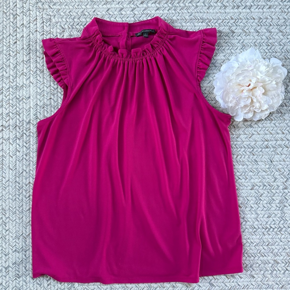 Adrianna Papell Fuchsia Ruffled Blouse